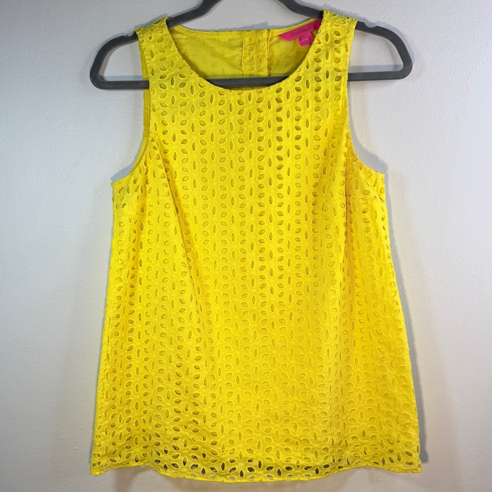 Lilly Pulitzer Pineapple‎ Juice Eyelet Iona Sleeveless Top